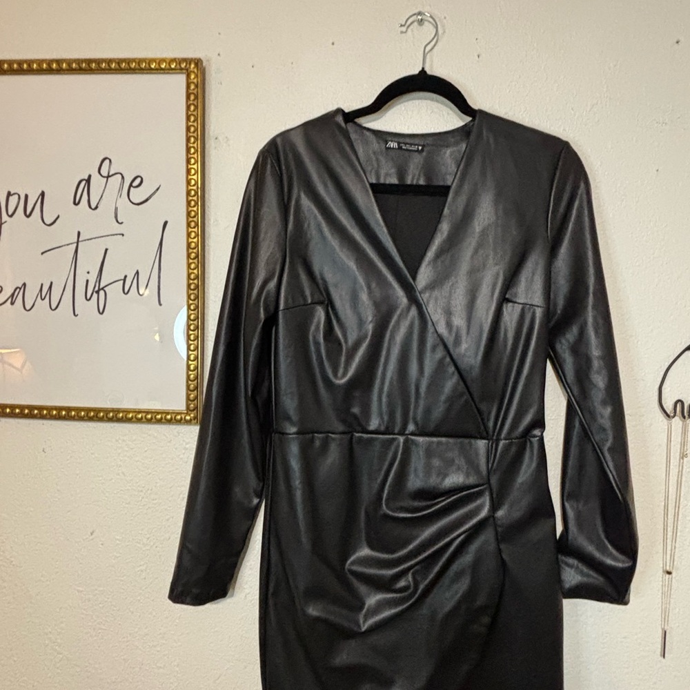 Black Faux Leather Dress